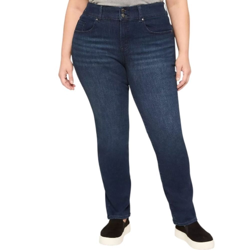 Lane Bryant Tighter Tummy Dark Wash High Rise Straight Leg Jeans Size 24S